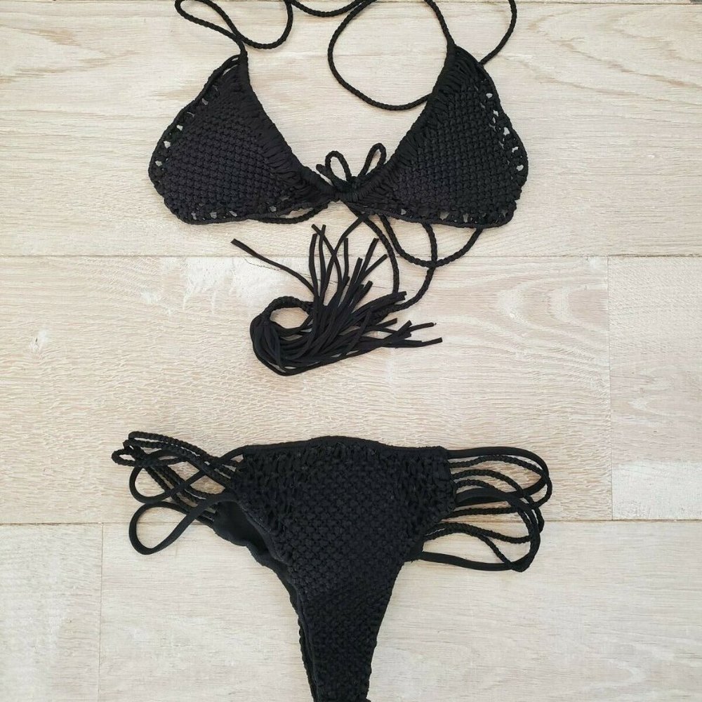 Rove Swimwear crochet bikini set - black - L